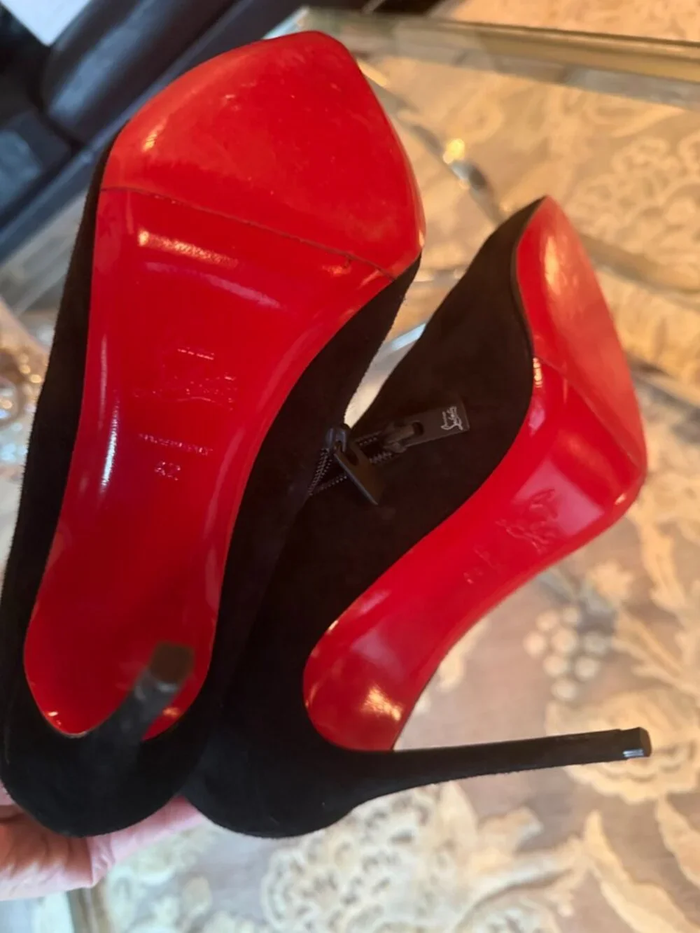 Christian Louboutin 100mm So Kate Suede Booties, $1,295 at Neiman